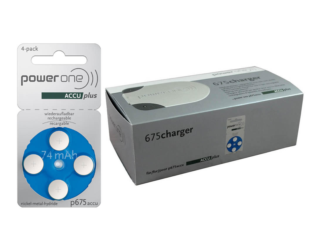 Raadplegen Kwalificatie zingen Power One ACCU Plus Rechargeable Hearing Aid Battery, Size P675 + Charger